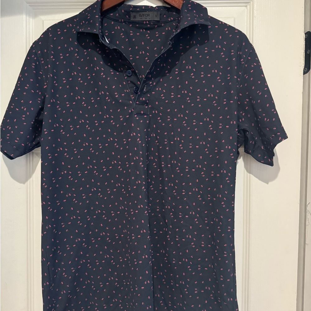 G/FORE Oris Men's Dark Blue Polo with Red Accents
